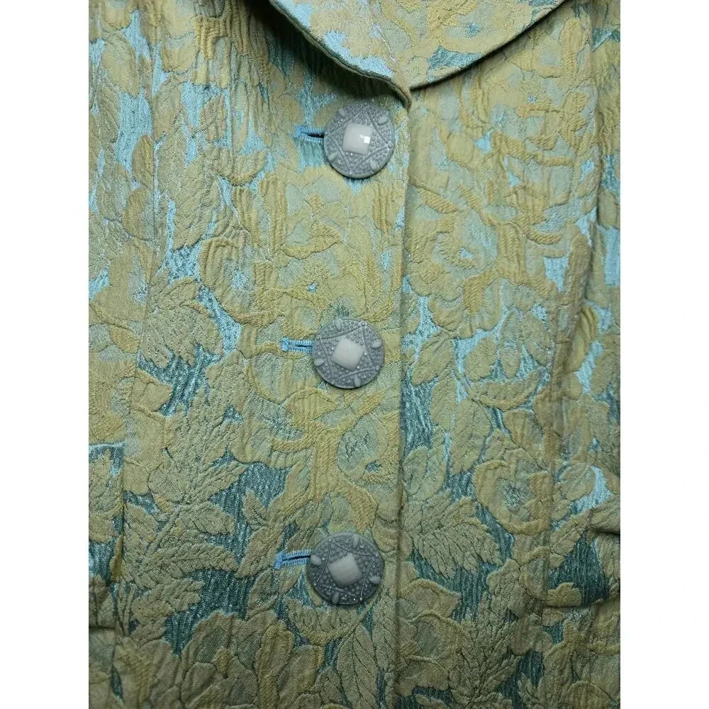 Vintage Y2K Sara Campbell green mint embroidered blazer bow pockets 6. - Picture 7 of 7
